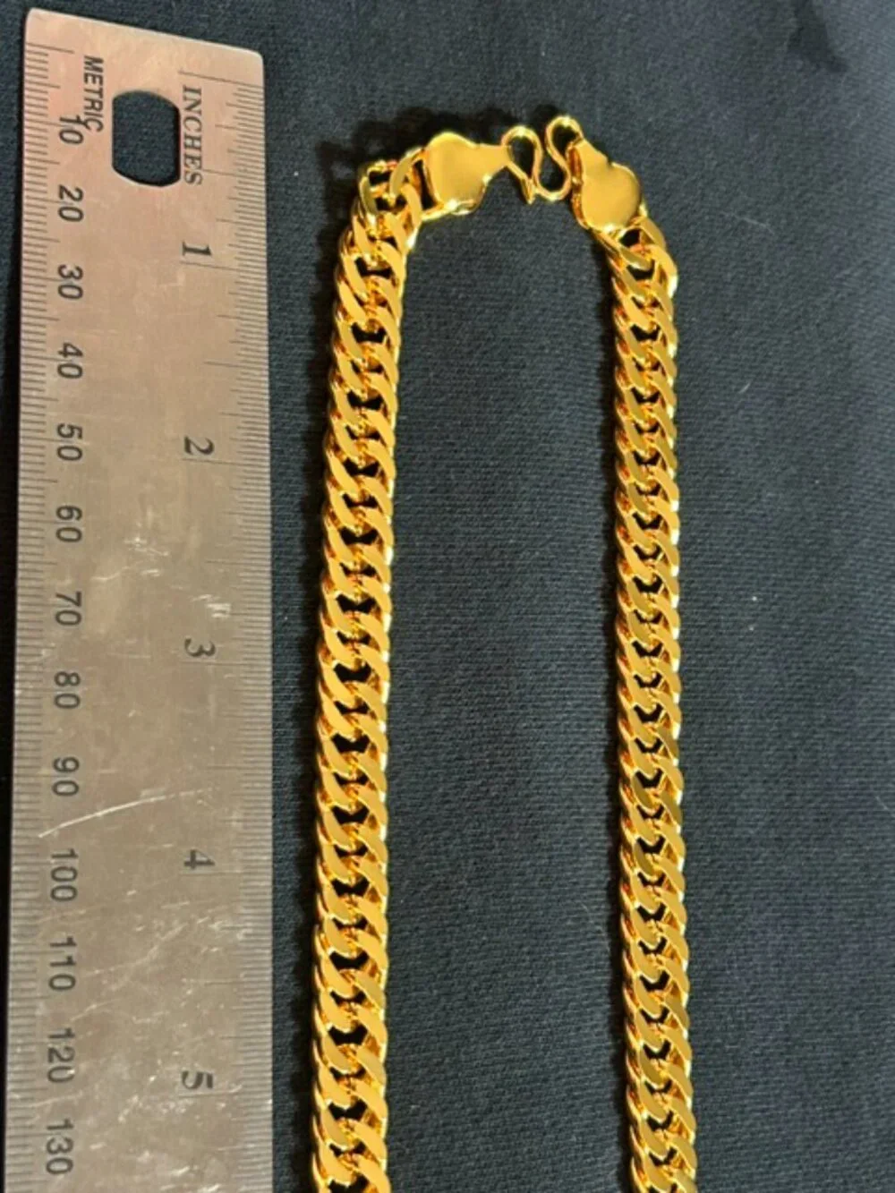 Men's Heavy Gold Double Cuban Link Curb Chain Necklace